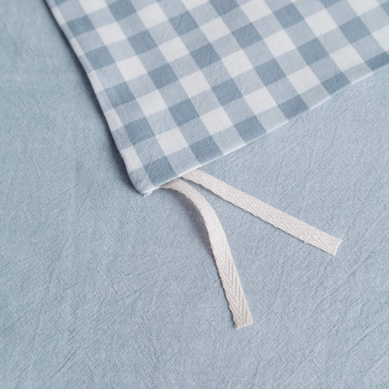 SUSYBAO Gingham Duvet Cover King 100% Washed Cotton Light Blue Plaid Duvet Cover 3 Pieces Set 1 Blue Grid Duvet Cover with Zipper Ties 2 Pillowcases Luxury Soft Gingham Bedding Set Breathable Durable
