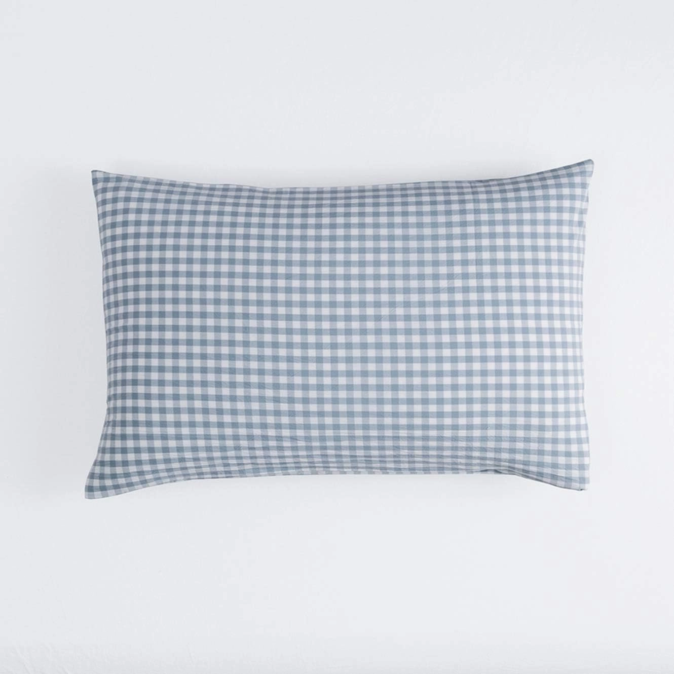 SUSYBAO Gingham Duvet Cover King 100% Washed Cotton Light Blue Plaid Duvet Cover 3 Pieces Set 1 Blue Grid Duvet Cover with Zipper Ties 2 Pillowcases Luxury Soft Gingham Bedding Set Breathable Durable