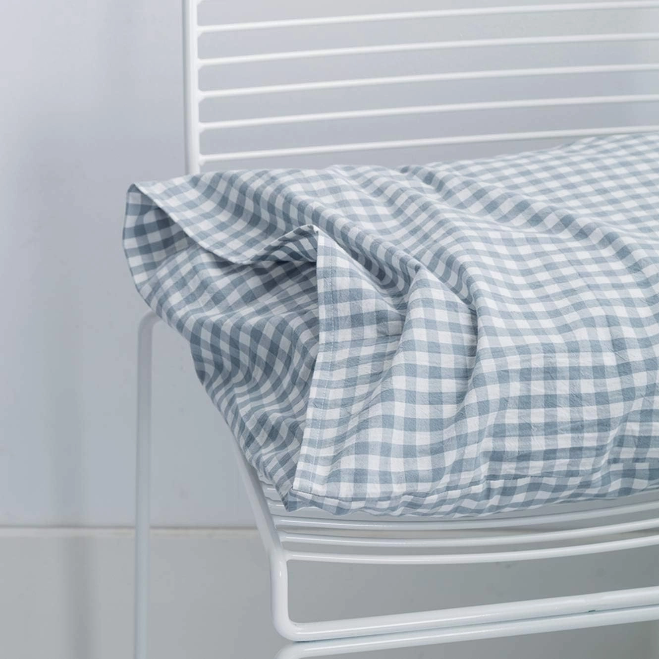 SUSYBAO Gingham Duvet Cover King 100% Washed Cotton Light Blue Plaid Duvet Cover 3 Pieces Set 1 Blue Grid Duvet Cover with Zipper Ties 2 Pillowcases Luxury Soft Gingham Bedding Set Breathable Durable