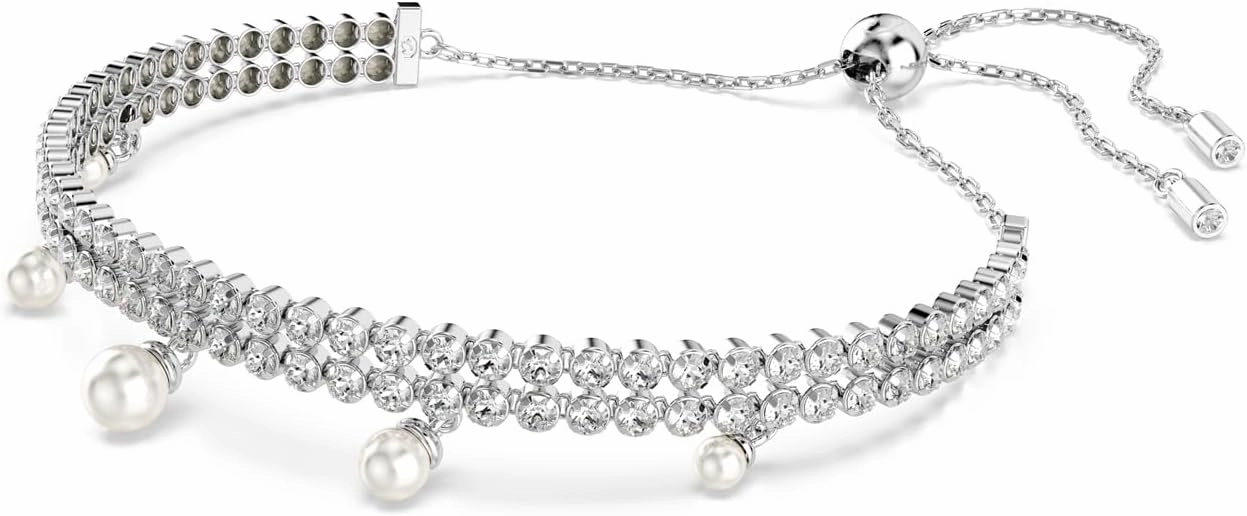 Swarovski Ariana Grande Bracelets Jewelry Collection, Clear Crystal & Pearls, Rhodium Finish