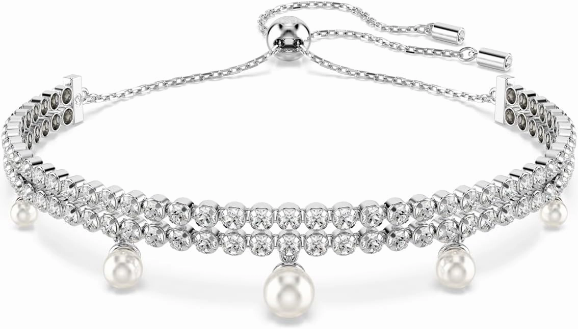 Swarovski Ariana Grande Bracelets Jewelry Collection, Clear Crystal & Pearls, Rhodium Finish