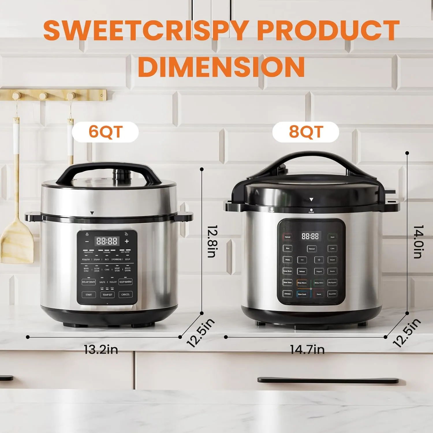 Sweetcrispy 8QT Electric Pressure Cooker,16-in-1 Instant Multi Kitchen Appliances, Slow Cooking Pot Rice Steamer Yogurt Maker, Stainless Steel