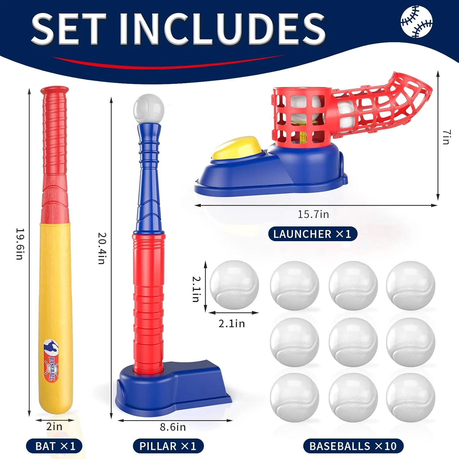 T Ball Set Outdoor Toys for Kids Boys 3-5 5-8, T-Ball Sets Includes 10 Balls, Auto Ball Launcher, Outdoor Outside T-Ball Set Sport Toys Birthday Gifts for 3 4 5 6 Year Old Boys Kids Toddlers