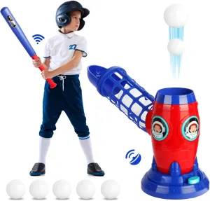T Ball Sets for Kids 3-5 5-8, Kids Baseball Toys with 5 Balls/RC Pitching Machine/Adjustable Batting Tee, Sports & Outdoor Toys for Toddlers Boys & Girls, Tball Games for Kids Ages 9–12 Years, Medium