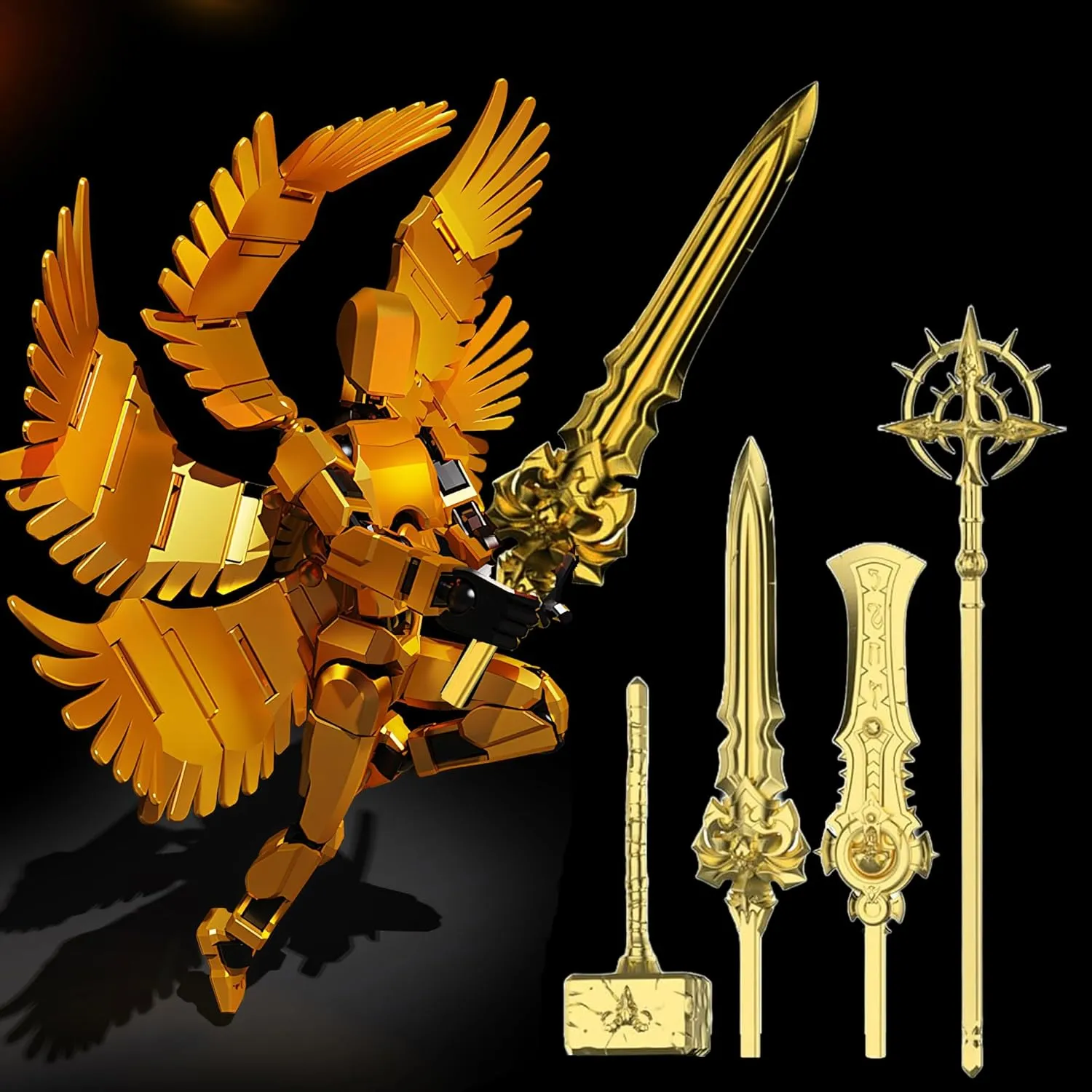 T13 Action Figure Set(Assembly Completed), Titan 13 Robot Movable Action Figure, 3D Printed Dummy 13 Set, Lucky 13 Set Articulated Full Body Mechanical Doll (Gold)