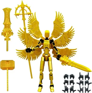 T13 Action Figure Set(Assembly Completed), Titan 13 Robot Movable Action Figure, 3D Printed Dummy 13 Set, Lucky 13 Set Articulated Full Body Mechanical Doll (Gold)