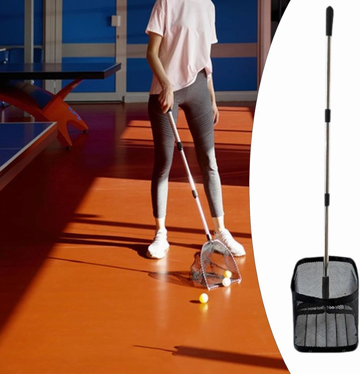 Table Tennis Ball Retriever Ball Collector Adjustable Telescopic Rod Fruit Pickers Pick up Grabber Pickup Container