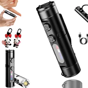 Taclite Mini – The Everyday Micro Tool, Taclite, Rechargeable Fire Starter Tool, LED Magnetic Super Bright Tactical Flashlight with Hat Clip for Camping, Hiking, Work (Silver Ignition Type)