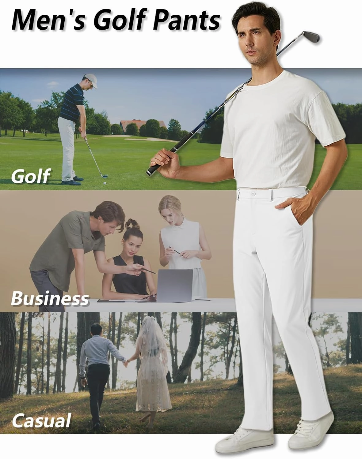 TACVASEN Golf Pants Men - 30"/32"/34" Stretch Lightweight Quick Dry Dress Pants for Men with Pockets for Work Casual