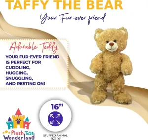 Taffy The Brown Teddy Bear - 16 Inch Plush Stuffed Animal, Soft & Cuddly Valentine’s Day Gift for Kids, Girlfriend & Loved Ones