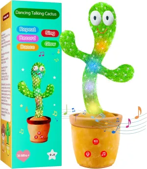 Talking Dancing Cactus Toys for Baby Boys Girls,Toddler Cactus Mimicking Toy Gifts for Infant Kids Easter Basket Stuffers with 120 English Songs,Adjustable Volume Recording & Repeating
