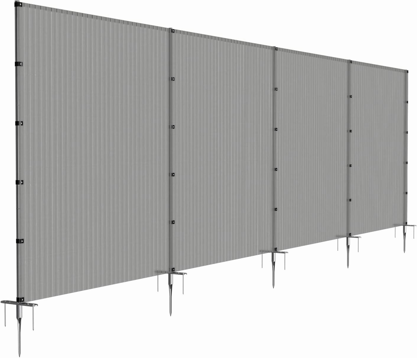 TANG Outdoor Privacy Fencing with Poles Ground Spikes Dog Garden Privacy Fence Backyard Patio Yard Barrier Boarder Divider Hollow Grey 6'x7'