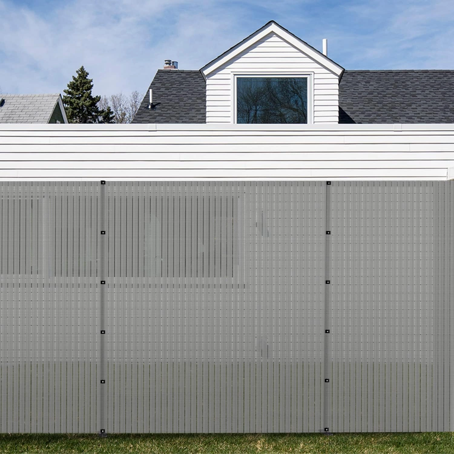 TANG Outdoor Privacy Fencing with Poles Ground Spikes Dog Garden Privacy Fence Backyard Patio Yard Barrier Boarder Divider Hollow Grey 6'x7'