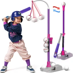 Tball Set, Tee Ball Set, Kids Baseball Bat, Tball Set for Toddlers 3-5, Toddler Baseball Bat, T Ball Sets for Kids 3-5 Boy, Purple