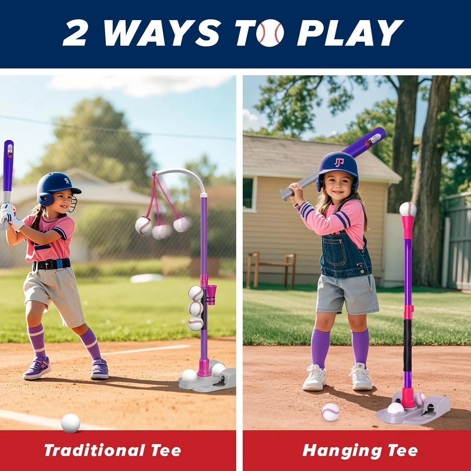Tball Set, Tee Ball Set, Kids Baseball Bat, Tball Set for Toddlers 3-5, Toddler Baseball Bat, T Ball Sets for Kids 3-5 Boy, Purple