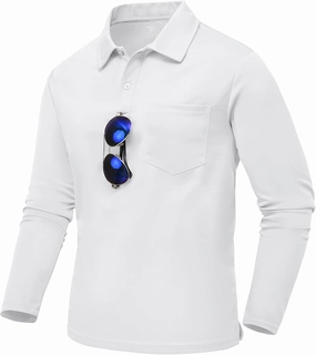 TBMPOY Men's Polo Shirts with Pocket Golf Long Sleeve Quick Dry Lightweight Collared Stylish Moisture Wicking Business Tennis