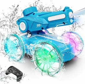 Tecnock Amphibious Remote Control Car Boat for Kids, 2.4GHz 4WD Water Squirt RC Stunt Car with LED Lights, 45-Minute Playtime, Pool Toy Gift for Boys and Girls Ages 6 