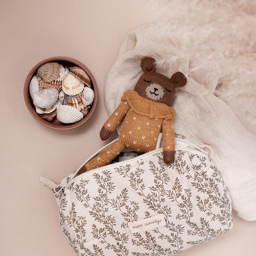 Teddy, ochre dots pyjamas