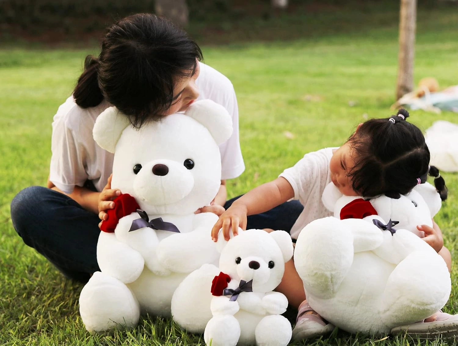 Teddy Bear Plush Stuffed Animal Valentines Teddy Bear with Rose,Sweet Bear Great Gift for Your Loved One,Girlfriend Kids Birthday, Valentine, Christmas (9.84 inches, White)