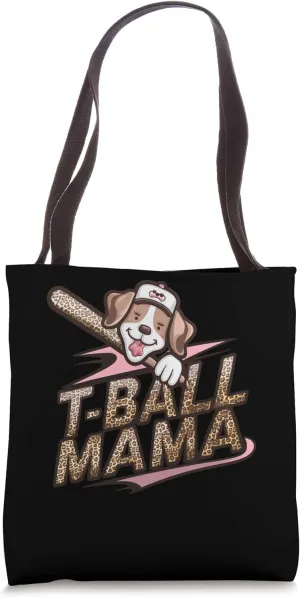 Teeball Mom Leopard T-Ball Mom Mother's Day Dog Tee Ball Mom Tote Bag