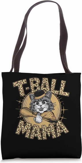 Teeball Mom Leopard T-Ball Mom Mother's Day Cat Tee Ball Mom Tote Bag