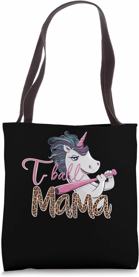 Teeball Mom Leopard T-Ball Mom Mother's Unicorn Tee Ball Mom Tote Bag