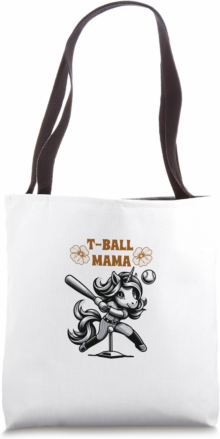 Teeball Mom Leopard T-Ball Mom Mother's Unicorn Tee Ball Mom Tote Bag