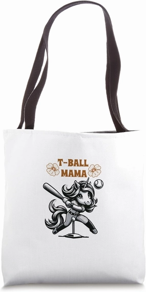 Teeball Mom Leopard T-Ball Mom Mother's Unicorn Tee Ball Mom Tote Bag