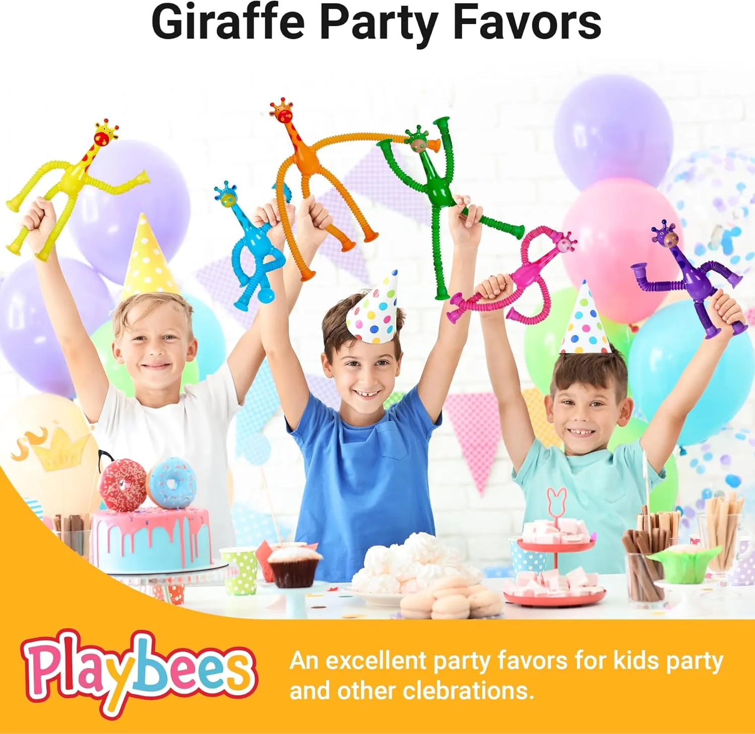 Telescopic Suction Cup Giraffe Toys for Toddler Restaurant Dinner Table Activities, Stretchy Animal Pop Tubes, Telescopic Sensory Toys for Kids with Autism Anxiety Ages 3 4 5 | 12 Pack