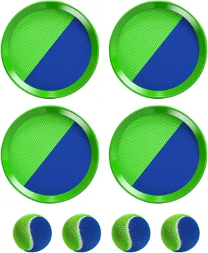 TEMI Outdoor Toys Gifts for 3-8 Year Old Kids, Toss and Catch Ball Set with 4 Paddles 4 Balls, Beach Toys Yard Games for Boys Girls
