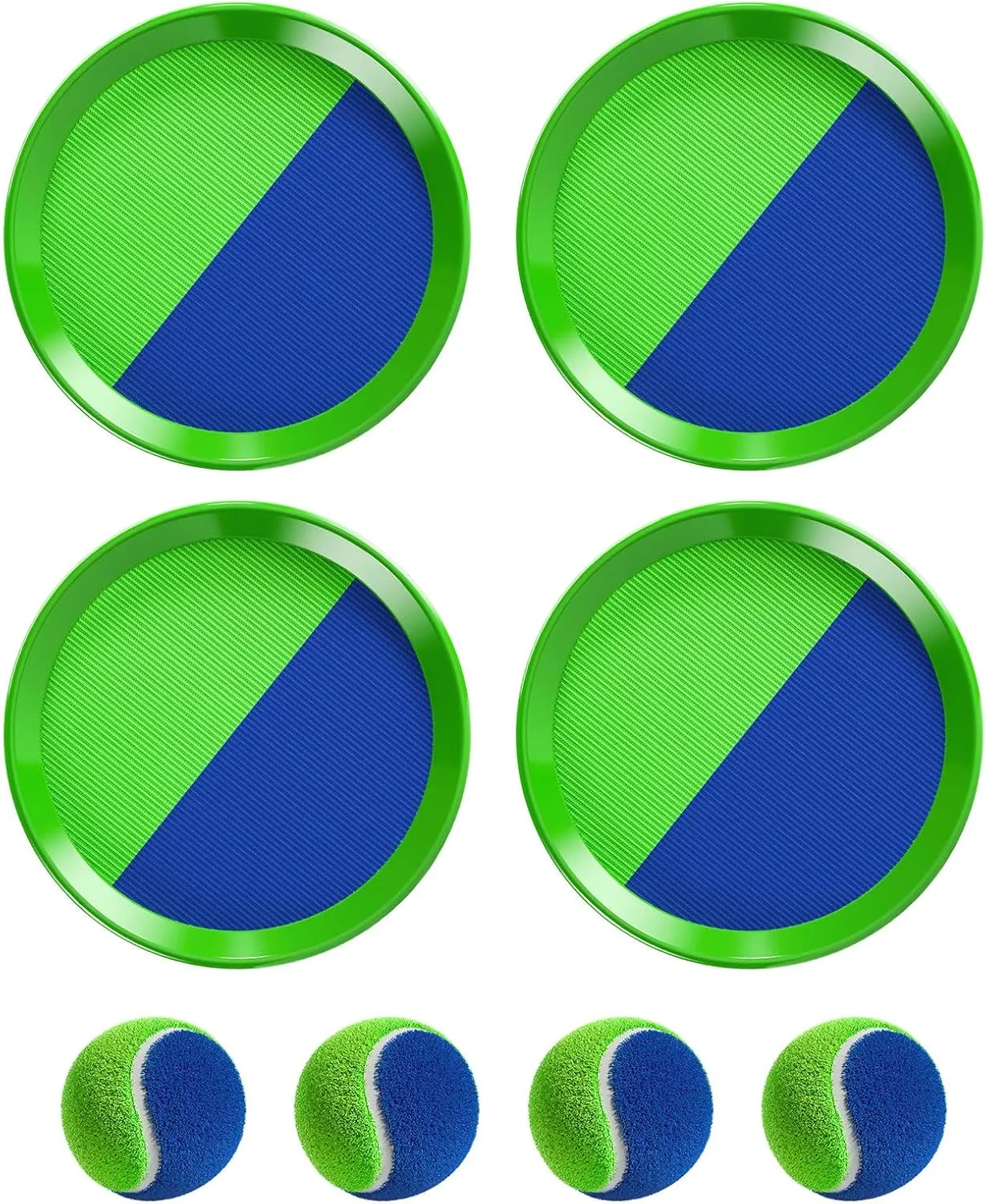 TEMI Outdoor Toys Gifts for 3-8 Year Old Kids, Toss and Catch Ball Set with 4 Paddles 4 Balls, Beach Toys Yard Games for Boys Girls