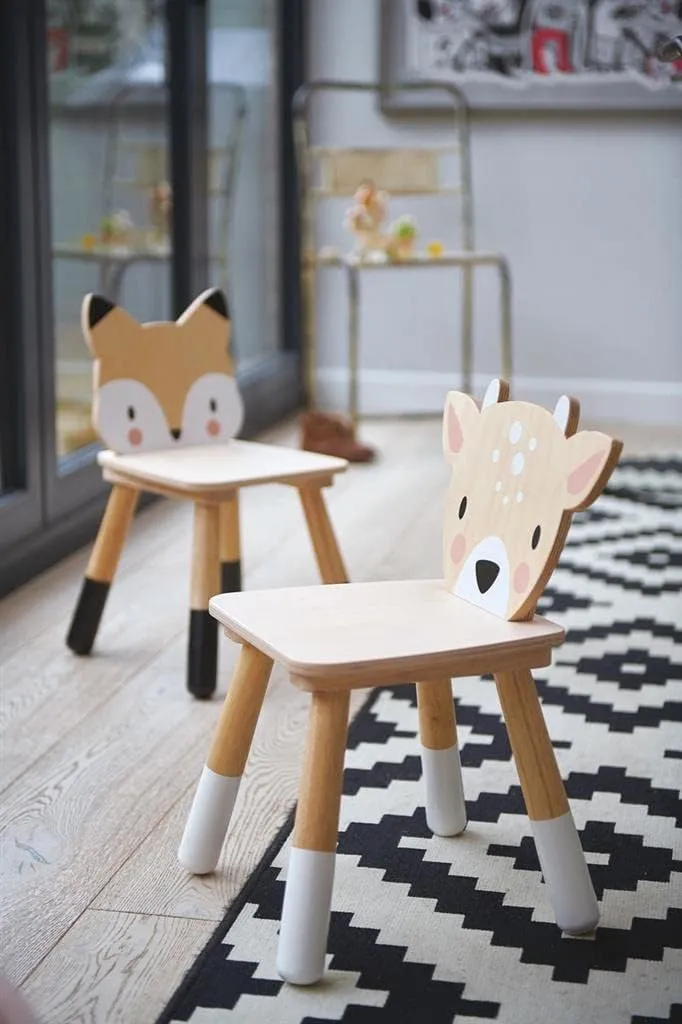 Tender Leaf Toys - Forest Table and Chairs Collections - Adorable Kids Size Art Play Game Table and Chairs - Made with Premium Materials and Craftsmanship for Children 3  (Forest Fox Chair)