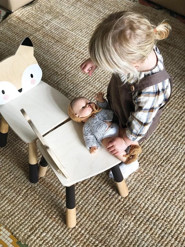 Tender Leaf Toys - Forest Table and Chairs Collections - Adorable Kids Size Art Play Game Table and Chairs - Made with Premium Materials and Craftsmanship for Children 3  (Forest Fox Chair)