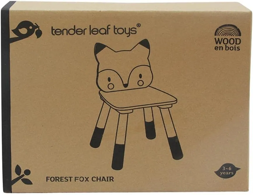 Tender Leaf Toys - Forest Table and Chairs Collections - Adorable Kids Size Art Play Game Table and Chairs - Made with Premium Materials and Craftsmanship for Children 3  (Forest Fox Chair)
