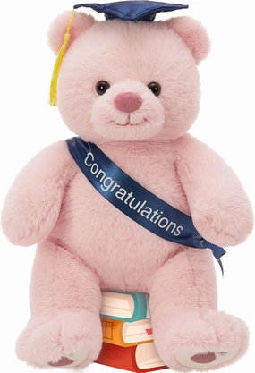 Tezituor Graduation Teddy Bear Stuffed Animals Plush, 18inch Large Stuffed Bear Plush with Graduation Hat, Cute Pink Teddy Bear Gift for Friend, Relatives, Kids
