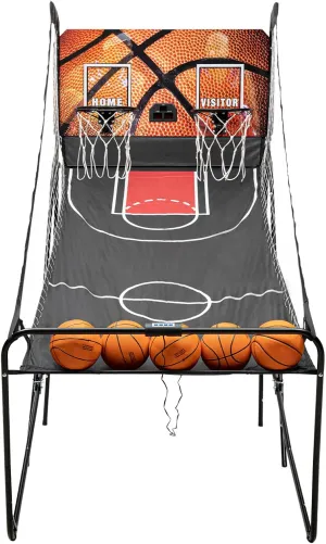 TFCFL Home Dual Shot Arcade Basketball Game, Sensor Scoring Hoop with 8 Game Modes & 5 Balls, Foldable Storage, Easy Setup for Family, Parties & NBA/NCAA Fans