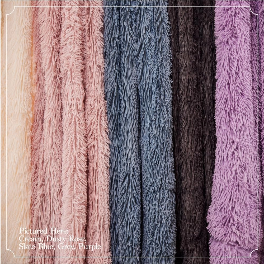 The Connecticut Home Co Throw Blanket Soft Fluffy Room Decor, Cozy Warm Throws for Bed, Couch, Gifts for Women, Bedroom Cute Aesthetic Blankets Shag and Sherpa, 65x50, Dusty Rose