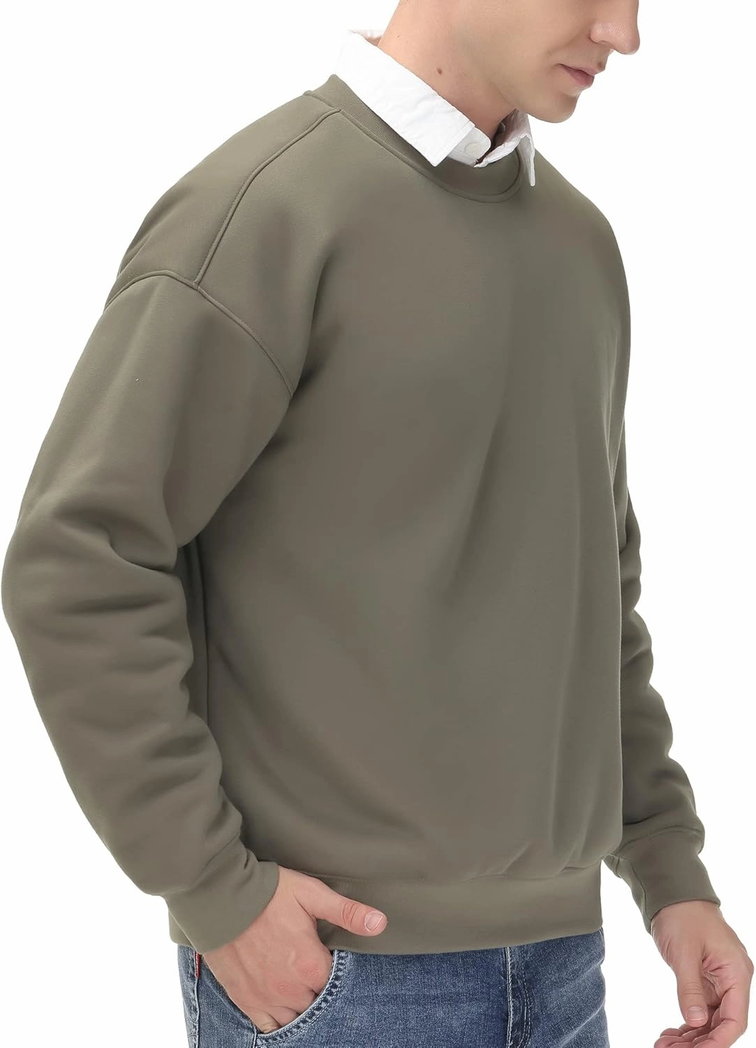 THE GYM PEOPLE Men's Fleece Crewneck Sweatshirt Thick Loose fit Soft Basic Pullover Sweatshirt