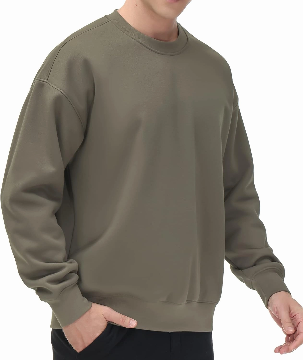 THE GYM PEOPLE Men's Fleece Crewneck Sweatshirt Thick Loose fit Soft Basic Pullover Sweatshirt