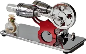 Thermal Air Stirling Engine Model Kit, γ-Type Mirror-Reflective Hot Air Engine Generator Model, Hot Air Stirling Engine Kit with LED Bulb String, Science Education Gift -RTR