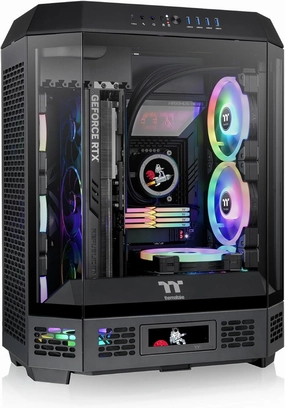 Thermaltake Tower 600 Black Mid-Tower ATX Case; 3 Tempered Glass Panels; Hidden-Connector Motherboard Support; Rotational PCI-e Slots; CA-1Z1-00M1WN-00; 3 Year Warranty