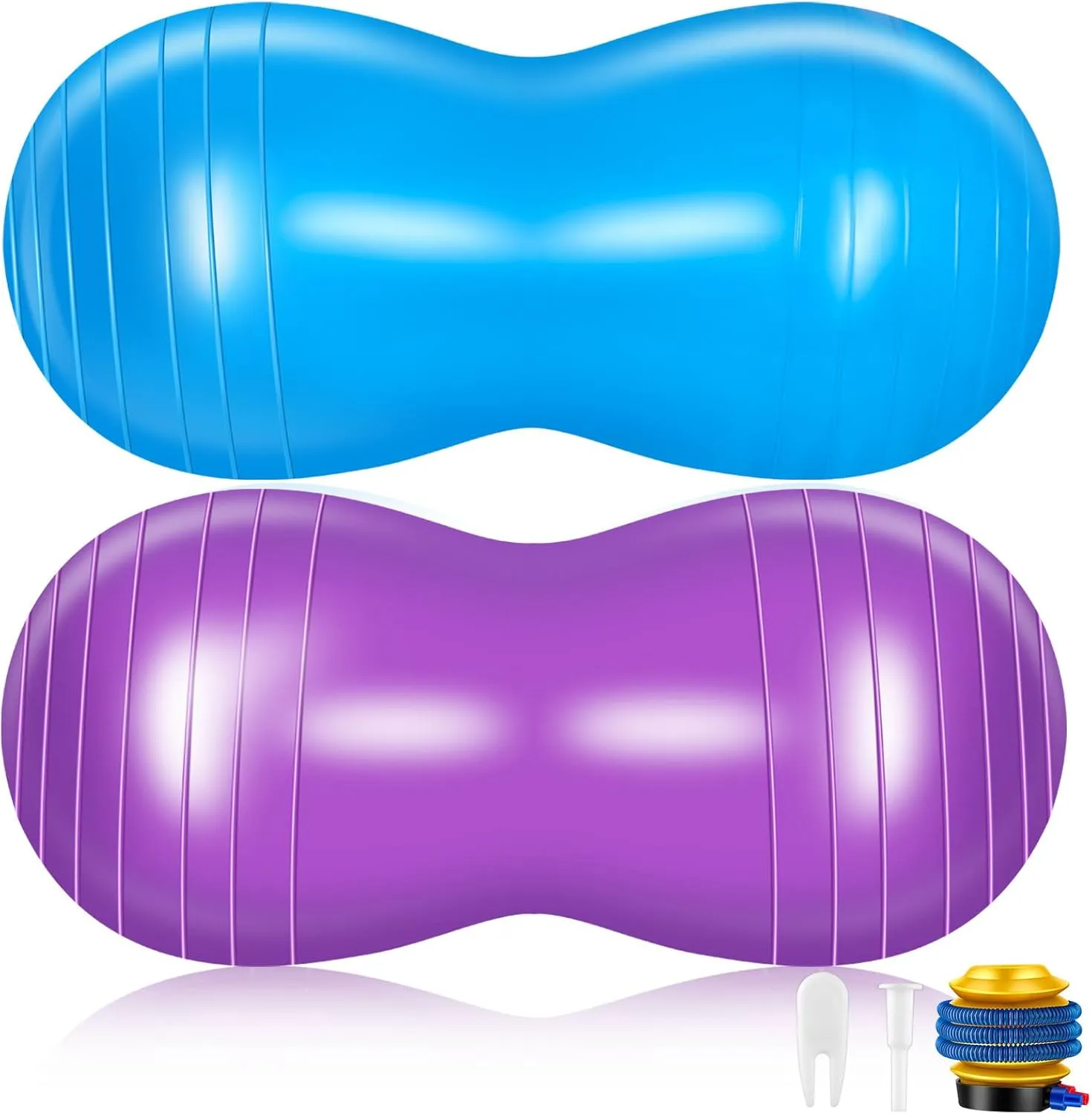 Threan 2 Pcs 35.4" Peanut Ball for Exercise Yoga Ball Enhance Balance Flexible Seating for Adults Sensory Therapy Core Strength Training Labor Birthing