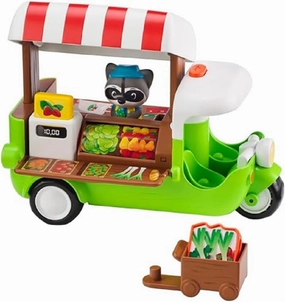 Timber Tots: Food Truck - 6pc Mobile Vehicle Shop & Character Playset, Racoon Animal Figurine, Adjustable Pop-Up Roof, Nature Toy, Kids-Toddlers 18Mo 