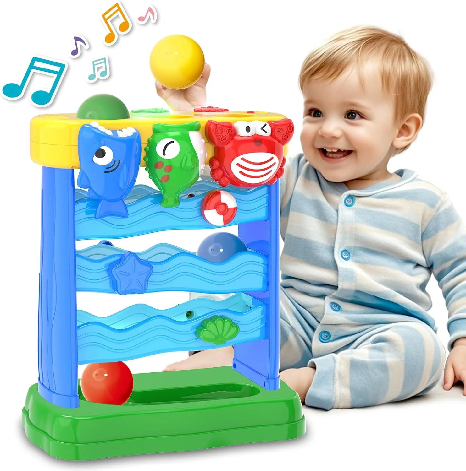 Toddler Toys Interactive Musical Baby Toys, Light & Sound Montessori Toys for 1 2 3 Years Old, Learning Toys for Toddlers 1-3, Birthday Gifts for Baby Boys Girls Ages 1 2 3 4 5 Years