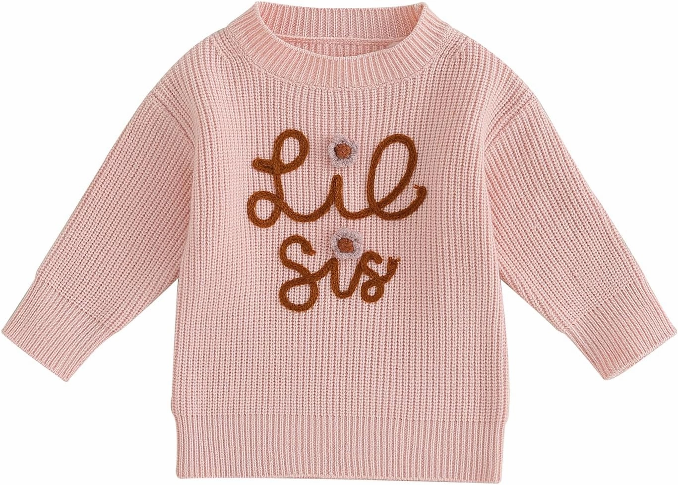 Toddler Baby Girls Sister Matching Set Knitted Sweater Embroidery Toddler Sweatshirt Romper Fall Winter Clothes