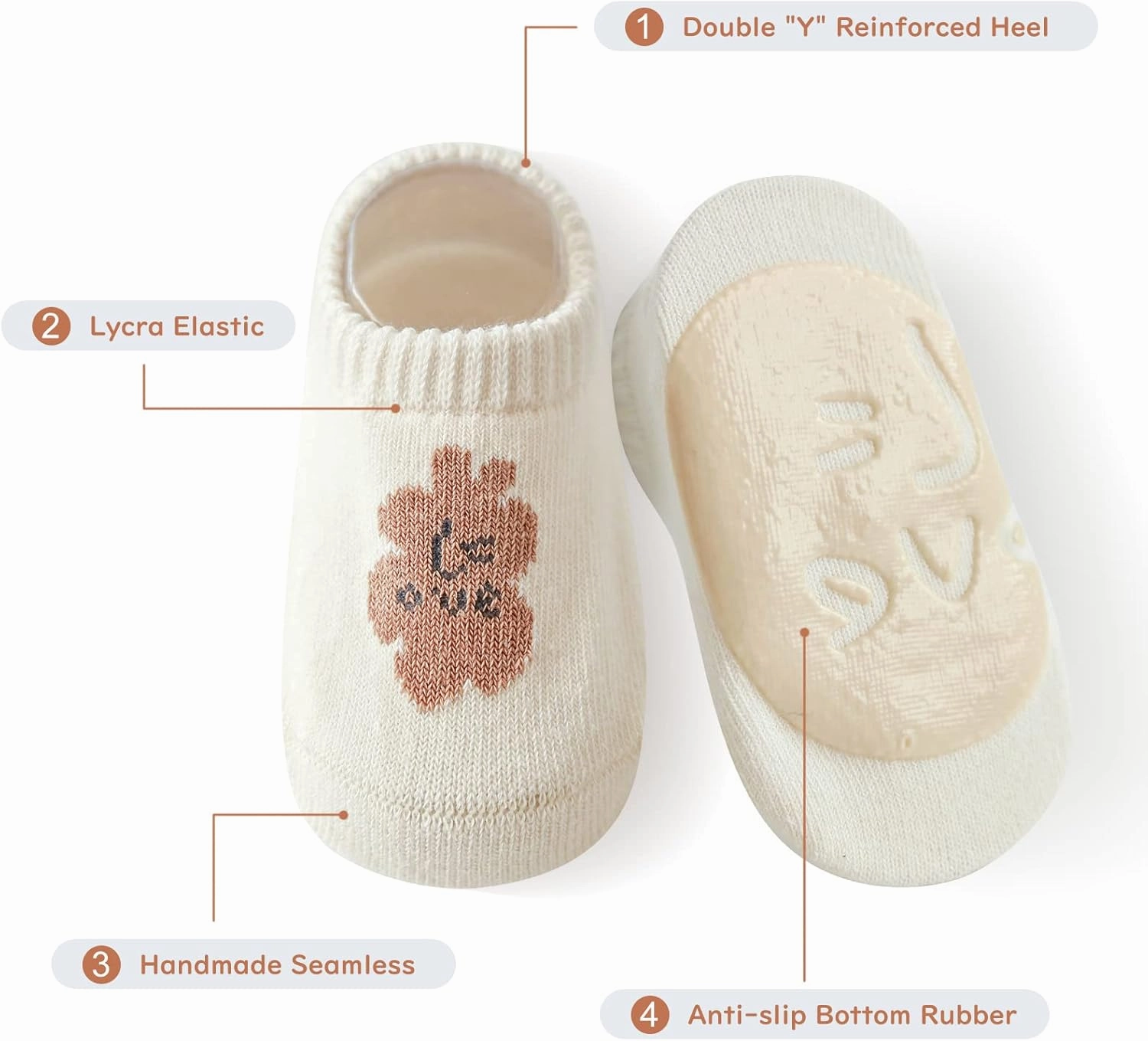 Toddler Baby Non Slip Socks Spring Summer-5 Pairs.Anti Slip Cozy Kids Socks With Non Skid Grips for Boy/Girl Infants