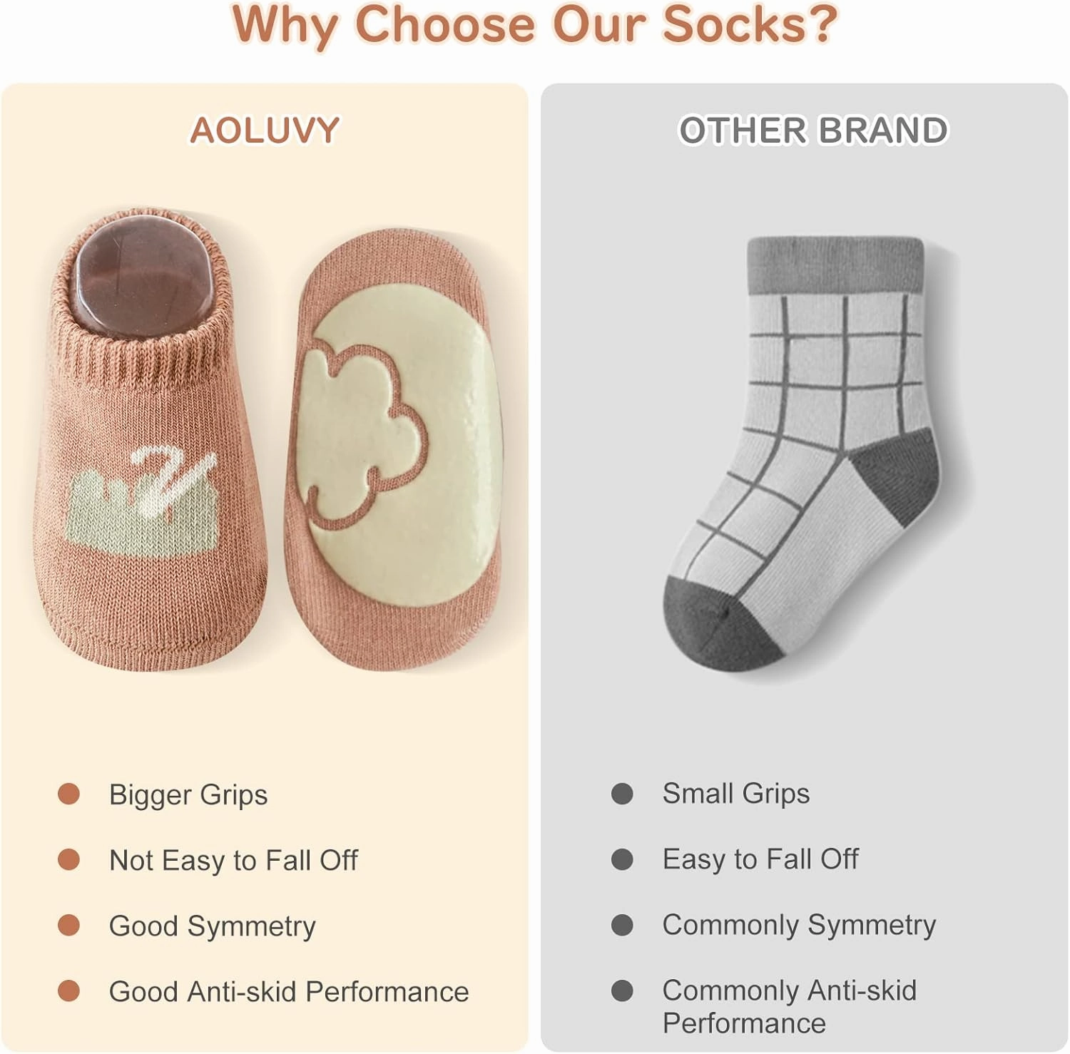 Toddler Baby Non Slip Socks Spring Summer-5 Pairs.Anti Slip Cozy Kids Socks With Non Skid Grips for Boy/Girl Infants