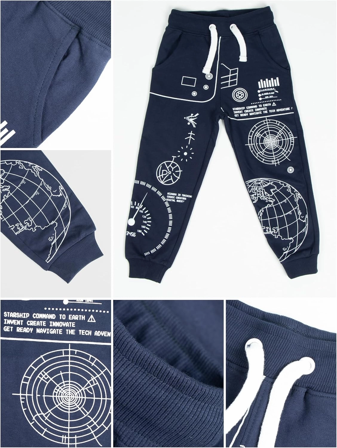Toddler Boys Animal 3D Knee Knit French Terry Jogger/Pants - Pure Cotton