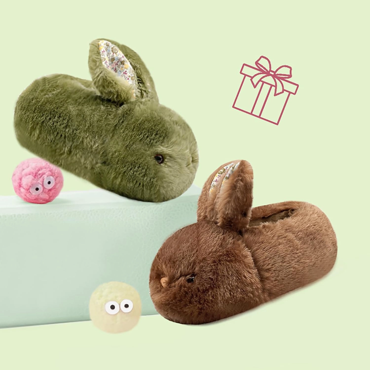 Toddler Bunny Slippers - Cute Kids Soft Plush Warm Winter Non-Slip House Slippers Indoor Shoes