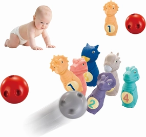 Toddler Toys for 6  Months, Bowling Toys Set, Toddler Indoor Outdoor Activity Play Game, 6 Soft Rubber Dinosaur Pins & 2 Balls Set, Educational, Gifts for Boys and Girls